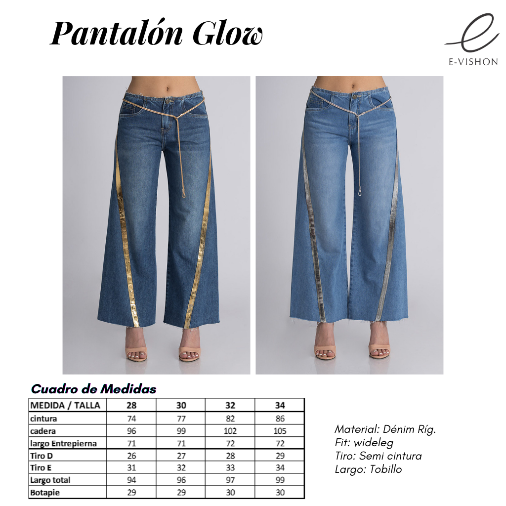 Pantalón denim wideleg GLOW c/correa