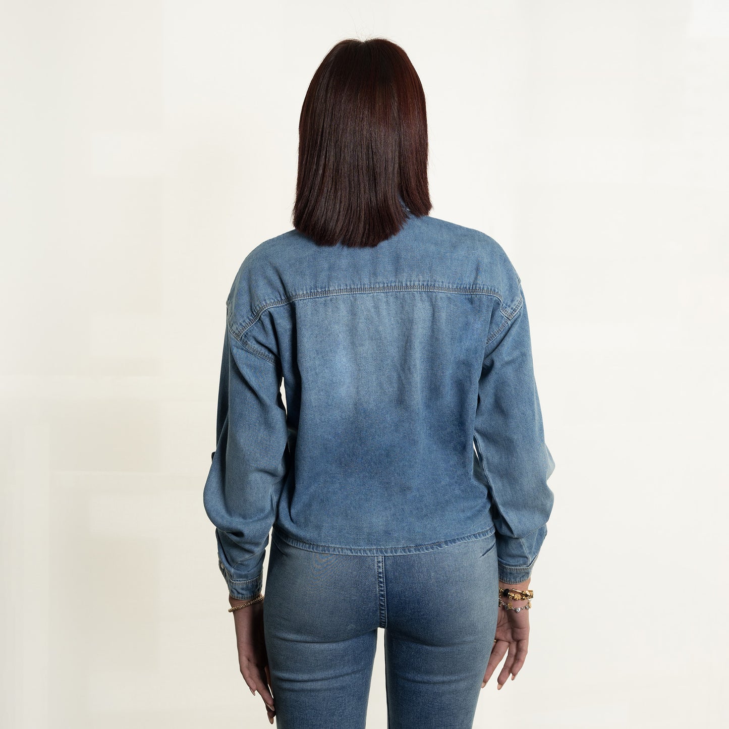 Blusa dénim oversized FOX