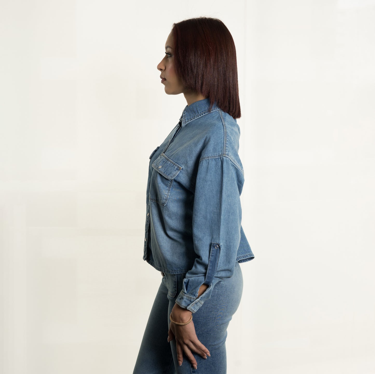 Blusa dénim oversized FOX