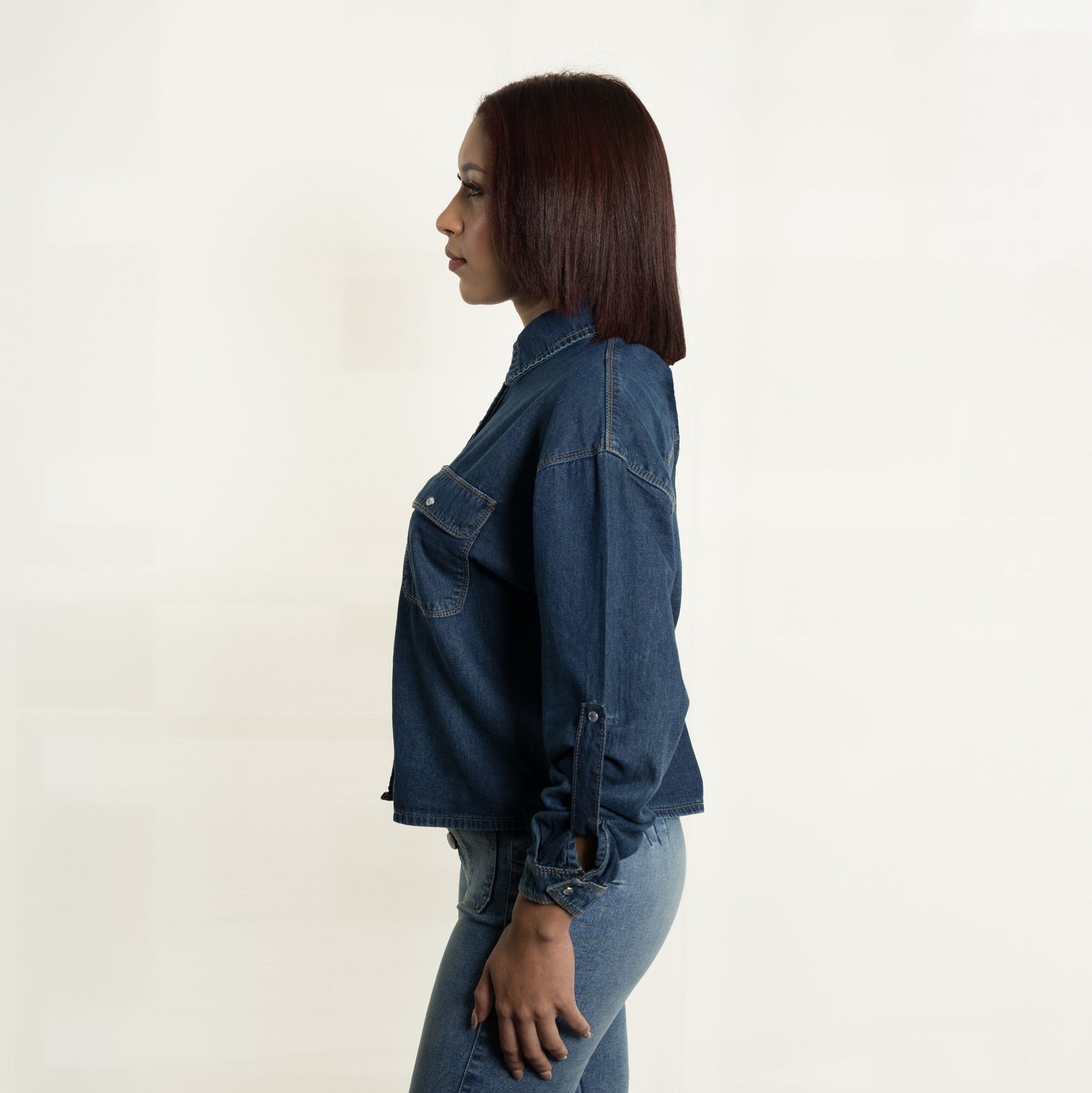 Blusa dénim oversized FOX