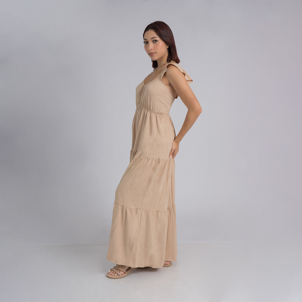 Maxi vestido lino c/tiempos SUNSHINE