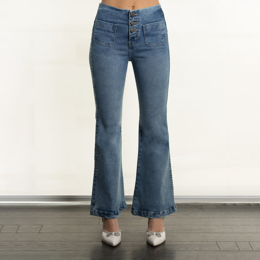 Pantalón denim flare DUBAI