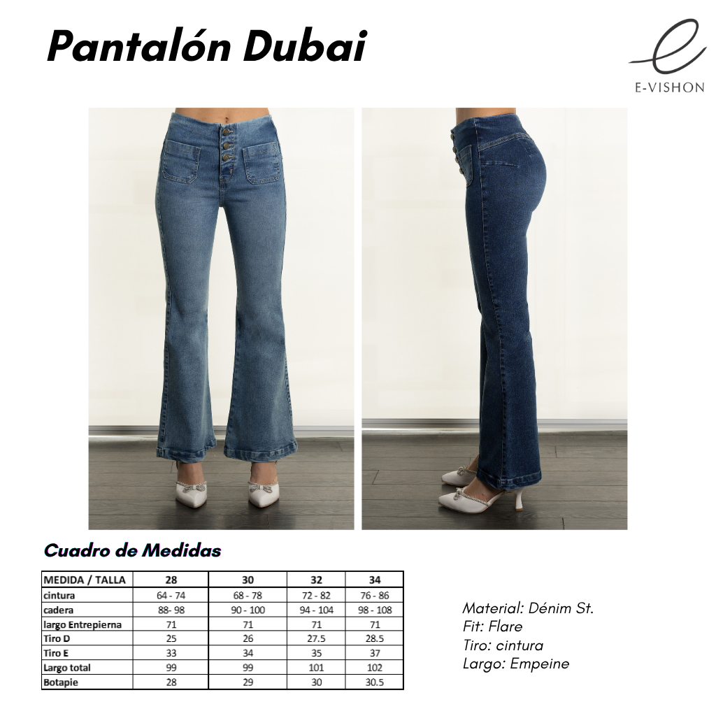 Pantalón denim flare DUBAI