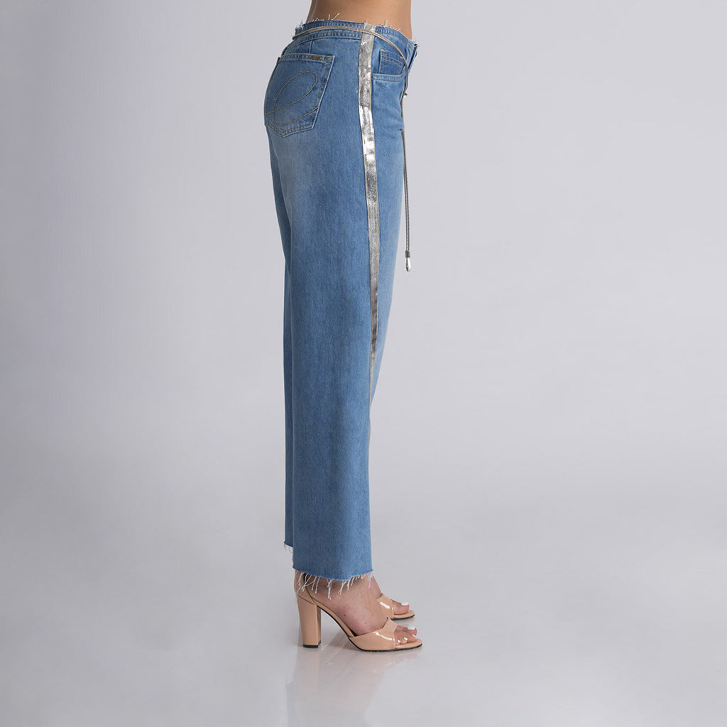 Pantalón denim wideleg GLOW c/correa